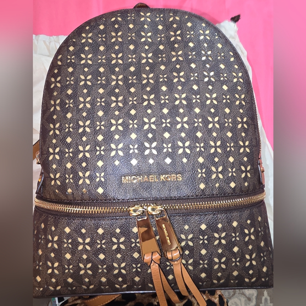 Michael Kors Brown Lasercut Backpack - Picture 2 of 8